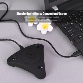 USB Desktop Computer Conference Omnidirectional Condenser Microphone Mic Speaker Speakerphone 360° Audio Pickup Plug & Play for Business Video Meeting USB Desktop Computer Conference Omnidirectional Condenser Microphone Mic Speaker Speakerphone 360° Audio Pickup Plug & Play for Business Video Meeting