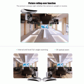1080P HD Conference Camera USB Plug & Play 3X Zoom 360° Rotation with Remote Control Power Adapter for Video Meetings Training Teaching 1080P HD Conference Camera USB Plug & Play 3X Zoom 360° Rotation with Remote Control Power Adapter for Video Meetings Training Teaching