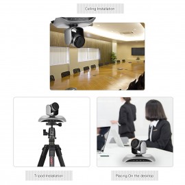 1080P HD Conference Camera USB Plug & Play 3X Zoom 360° Rotation with Remote Control Power Adapter for Video Meetings Training Teaching 1080P HD Conference Camera USB Plug & Play 3X Zoom 360° Rotation with Remote Control Power Adapter for Video Meetings Training Teaching