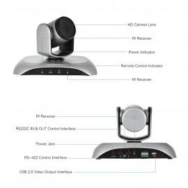 1080P HD Conference Camera USB Plug & Play 3X Zoom 360° Rotation with Remote Control Power Adapter for Video Meetings Training Teaching 1080P HD Conference Camera USB Plug & Play 3X Zoom 360° Rotation with Remote Control Power Adapter for Video Meetings Training Teaching