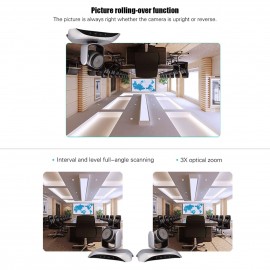 1080P HD Conference Camera USB Plug & Play 3X Zoom 360° Rotation with Remote Control Power Adapter for Video Meetings Training Teaching 1080P HD Conference Camera USB Plug & Play 3X Zoom 360° Rotation with Remote Control Power Adapter for Video Meetings Training Teaching