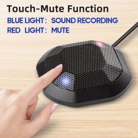 Portable USB Conference Microphone 360° Omnidirectional Condenser Computer PC Mic with Touch Mute Plug and Play Compatible with Windows MacOS for PC Laptop Video Conference Chatting Gaming Recording Online Class Skype Portable USB Conference Microphone 360° Omnidirectional Condenser Computer PC Mic with Touch Mute Plug and Play Compatible with Windows MacOS for PC Laptop Video Conference Chatting Gaming Recording Online Class Skype