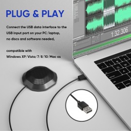 Portable USB Conference Microphone 360° Omnidirectional Condenser Computer PC Mic with Touch Mute Plug and Play Compatible with Windows MacOS for PC Laptop Video Conference Chatting Gaming Recording Online Class Skype Portable USB Conference Microphone 360° Omnidirectional Condenser Computer PC Mic with Touch Mute Plug and Play Compatible with Windows MacOS for PC Laptop Video Conference Chatting Gaming Recording Online Class Skype