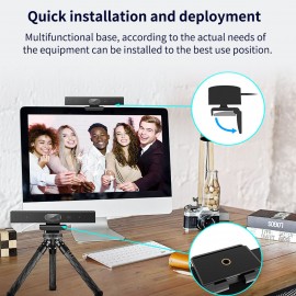 2K Webcam 3-in-1 HD Video Conference Camera with Microphone and Speaker AI Face Tracking Auto Focus 360° Voice Pickup 4 Megapixel USB Plug & Play Compatible with Windows Android Mac for Video Conference/Online Course/Live Streaming 2K Webcam 3-in-1 HD Video Conference Camera with Microphone and Speaker AI Face Tracking Auto Focus 360° Voice Pickup 4 Megapixel USB Plug & Play Compatible with Windows Android Mac for Video Conference/Online Course/Live Streaming