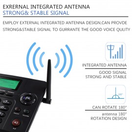 Fixed Wireless Phone Desktop Telephone Support GSM 850/900/1800/1900MHZ Dual SIM Card 2G Cordless Phone with Antenna Radio Alarm Clock SMS Recording Funtion for House Home Call Center Office Company Hotel Fixed Wireless Phone Desktop Telephone Support GSM 850/900/1800/1900MHZ Dual SIM Card 2G Cordless Phone with Antenna Radio Alarm Clock SMS Recording Funtion for House Home Call Center Office Company Hotel