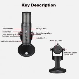 USB Microphone Computer PC Mic Heart-shape directional Condenser Conferencer with Stand Plug and Play Dynamic RGB Lighting Compatible with Windows MacOS for Meeting Streaming Singing Recording Podcasting Gaming USB Microphone Computer PC Mic Heart-shape directional Condenser Conferencer with Stand Plug and Play Dynamic RGB Lighting Compatible with Windows MacOS for Meeting Streaming Singing Recording Podcasting Gaming