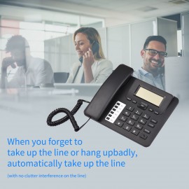 Black Corded Phone Desk Landline Phone Telephone DTMF/FSK Dual System Support Hands-Free/Redial/Flash/Speed Dial/Ring Volume Control Built-in IC Chip High Quality Sound Real-time Date for Elderly Seniors Home Office Business Hotel