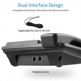 Black Corded Phone Desk Landline Phone Telephone DTMF/FSK Dual System Support Hands-Free/Redial/Flash/Speed Dial/Ring Volume Control Built-in IC Chip High Quality Sound Real-time Date for Elderly Seniors Home Office Business Hotel