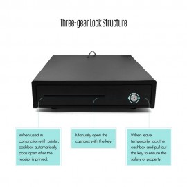 Heavy Duty Cash Drawer Four-Grid Three-Gear POS Cash Register Drawers Cashbox  with Money Tray and Lock RJ11 Interface Smart POS System