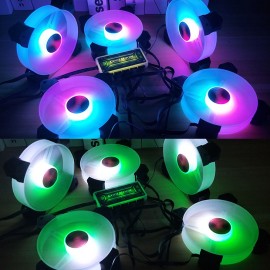 RGB Crate Fan 120mm Desktop Computer Cooling Fan Illusion Discoloration Solar Eclipse Silence Fan Color Computer Crate Cooler RGB Fan