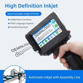 Handheld Printer Portable Inkjet Printer High Definition Inkjet Code Printer with 4.3 Inch LED Touchscreen Quick-Drying Ink Cartridge for Label/Production Date/Barcode/Trademark/Logo/Graphic etc.