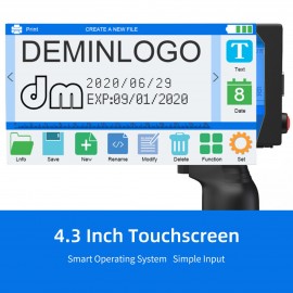 Handheld Printer Portable Inkjet Printer High Definition Inkjet Code Printer with 4.3 Inch LED Touchscreen Quick-Drying Ink Cartridge for Label/Production Date/Barcode/Trademark/Logo/Graphic etc.