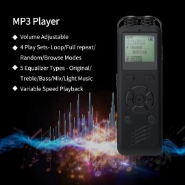 32GB Digital Voice Recorder Voice Activated Recorder MP3 Player 1536Kbps HD Recording Noise Reduction Timing Recording Password Function Dual Condenser Microphone 10hrs Continuous Recording for Meeting Lecture Interview Class
