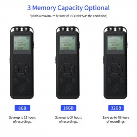 32GB Digital Voice Recorder Voice Activated Recorder MP3 Player 1536Kbps HD Recording Noise Reduction Timing Recording Password Function Dual Condenser Microphone 10hrs Continuous Recording for Meeting Lecture Interview Class