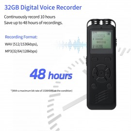 32GB Digital Voice Recorder Voice Activated Recorder MP3 Player 1536Kbps HD Recording Noise Reduction Timing Recording Password Function Dual Condenser Microphone 10hrs Continuous Recording for Meeting Lecture Interview Class