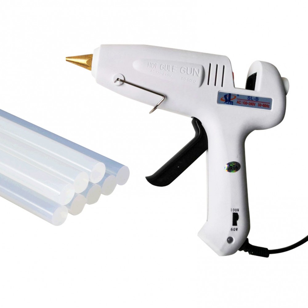 Professional Hot Melt Glue-Gun Dual Power 60W 100W Metal Nozzle with 11pcs Glue Sticks for DIY Arts & Crafts Projects Handcraft Decoration Carpentry Repairs Tool Wood Glass Plastic