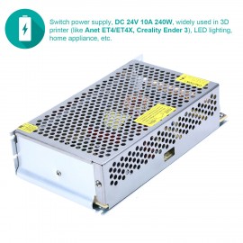 DC 24V 240W 10A Universal Regulated Switching Power Supply Compatible with Anet ET4 ET4X Creality Ender 3 3D Printer LED Strip Light Computer Project DC 24V 240W 10A Universal Regulated Switching Power Supply Compatible with Anet ET4 ET4X Creality Ender 3 3D Printer LED Strip Light Computer Project