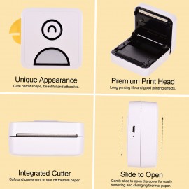 L1 Pocket Thermal Photo Printer 200dpi Portable BT Wireless Receipt Label Sticker Maker for Work Plan Memo Study Notes Lists Journal Printing Compatible with Android iOS Smartphone
