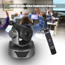 HD Video Conference Cam Conference Camera Full HD 1080P Fixed Focus Zoom 105 Degree Wide Viewing with 2.0 USB Web Cable Remote Control for Business Live Meeting Recording Training