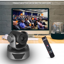 HD Video Conference Cam Conference Camera Full HD 1080P Fixed Focus Zoom 105 Degree Wide Viewing with 2.0 USB Web Cable Remote Control for Business Live Meeting Recording Training