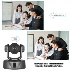 HD Video Conference Cam Conference Camera Full HD 1080P Fixed Focus Zoom 105 Degree Wide Viewing with 2.0 USB Web Cable Remote Control for Business Live Meeting Recording Training