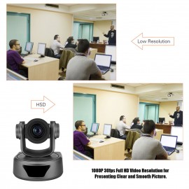 Video Conference Camera 3X Optional Zoom Cam Webcam Full HD 1080P Supported 95 Degree Wide Viewing Auto Focus with USB2.0 Remote Control for Business Meetings Rooms Recording Training