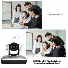 HD Video Conference Cam Conference Camera Full HD 1080P 3X Optical Zoom 95 Degree Wide Viewing with 2.0 USB Web Cable Remote Control for Business Live Meeting Recording Training