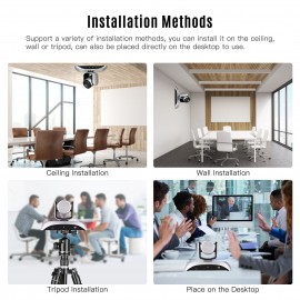 1080P HD Video Conference Camera 3X Optical Zoom Wide Angle Webcam Supported H.264 Hard Compression 355° Rotation Plug & Play with Remote Control for Video Meetings Training Teaching