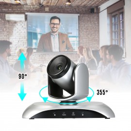 1080P HD Video Conference Camera 3X Optical Zoom Wide Angle Webcam Supported H.264 Hard Compression 355° Rotation Plug & Play with Remote Control for Video Meetings Training Teaching