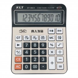 Office Desktop Calculator 12 Digit Large Display LCD Metal Surface Big Sensitive Buttons Battery Powered Electronic Calculator with Time Date Show Alarm Clock Function for Business Home Supplies